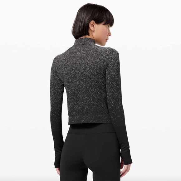 Lululemon - Rest Less Cropped 1/2 Zip - Herringbone Fade Black / White - Picture 2 of 11
